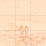 Sepia sketch with grid