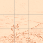 Sepia sketch with grid