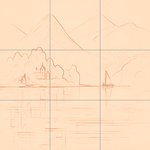 Sepia sketch with grid