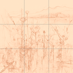 Sepia sketch with grid