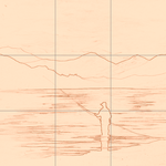 Sepia sketch with grid