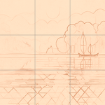 Sepia sketch with grid