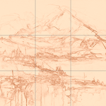 Sepia sketch with grid