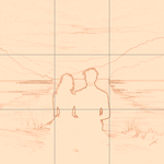 Sepia sketch with grid