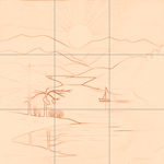 Sepia sketch with grid