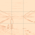 Sepia sketch with grid