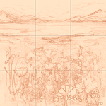 Sepia sketch with grid