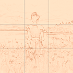 Sepia sketch with grid