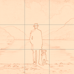 Sepia sketch with grid