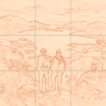 Sepia sketch with grid