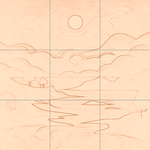 Sepia sketch with grid