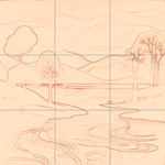 Sepia sketch with grid