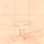 Sepia sketch with grid