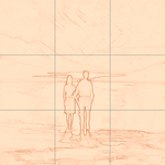 Sepia sketch with grid