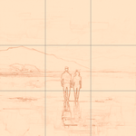 Sepia sketch with grid