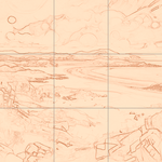 Sepia sketch with grid