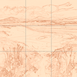 Sepia sketch with grid