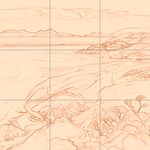 Sepia sketch with grid