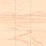 Sepia sketch with grid