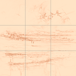 Sepia sketch with grid