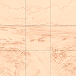 Sepia sketch with grid