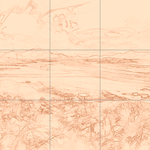 Sepia sketch with grid