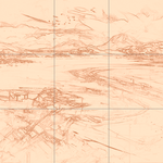 Sepia sketch with grid