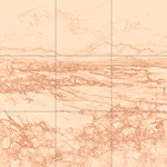 Sepia sketch with grid