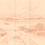 Sepia sketch with grid