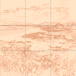 Sepia sketch with grid