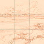 Sepia sketch with grid