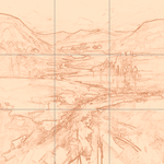 Sepia sketch with grid