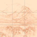 Sepia sketch with grid