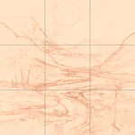 Sepia sketch with grid