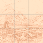 Sepia sketch with grid