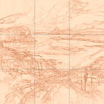 Sepia sketch with grid