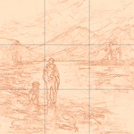 Sepia sketch with grid