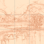 Sepia sketch with grid