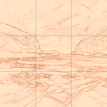 Sepia sketch with grid