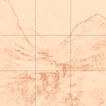 Sepia sketch with grid