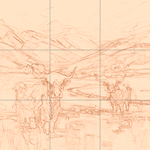 Sepia sketch with grid