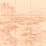 Sepia sketch with grid