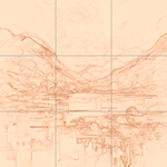 Sepia sketch with grid