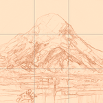 Sepia sketch with grid