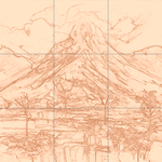 Sepia sketch with grid