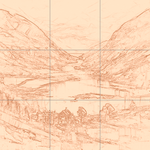 Sepia sketch with grid