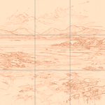 Sepia sketch with grid