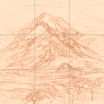 Sepia sketch with grid