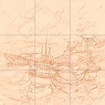 Sepia sketch with grid