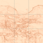 Sepia sketch with grid